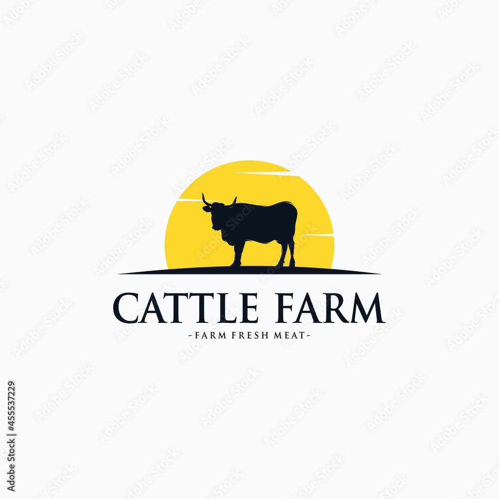 Farm logo design concept cow farm
