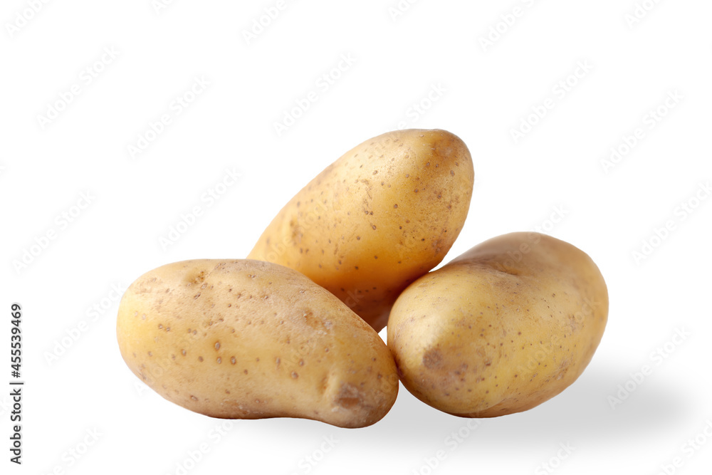 Fresh potatoes isolated on white background close up Fresh potatoes isolated on white background close up