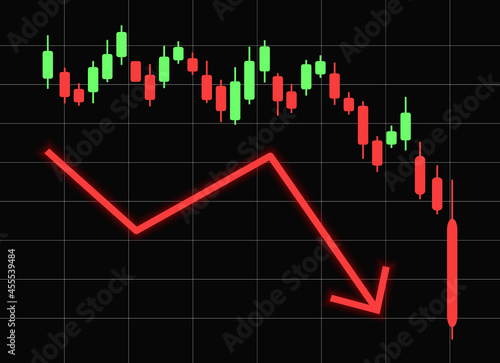 Collapce of crypto market. Crypto currency chart goes down. Cryptocurrency graph of coin price is falling. Vector illustration.