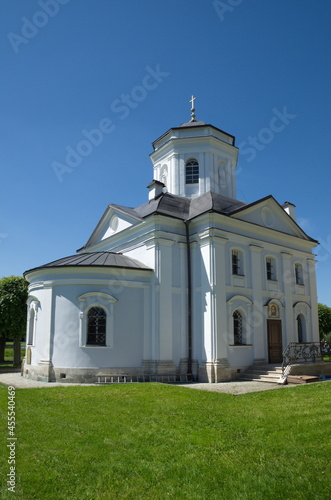 Moscow, Russia - June 17, 2021: Kuskovo Estate. The Church of the Origin of the Honest Trees of the Life-Giving Cross of the Lord (the All-Merciful Savior) in Kuskovo photo