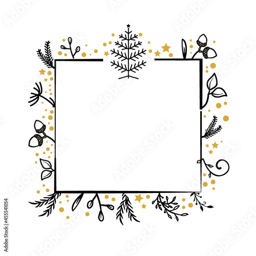 Frohe Weihnachten - Karte mit Weihnachtsdekoration und freier Fläche zum beschriften