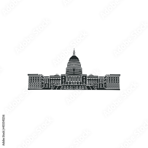 Capitol Hill, Washington, DC, USA Icon Silhouette Illustration. CHANGE Vector Graphic Pictogram Symbol Clip Art. Doodle Sketch Black Sign.