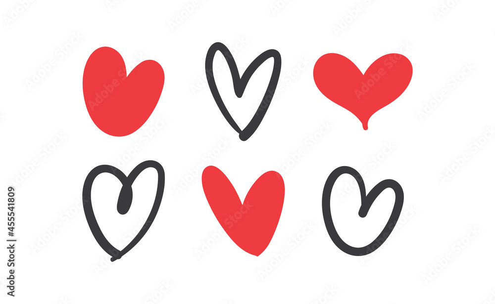 PrintHeart doodle icons. Hand drawn love hearts collection. PrintHeart doodle icons. Hand drawn love hearts collection.