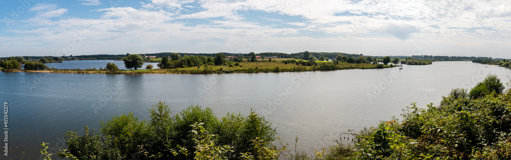 Panorama view on a beautiful summer day from
the river called 