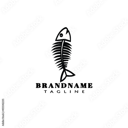 fish bone logo design template icon black isolated vector illustration