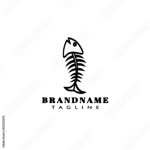 fish bone logo cartoon template icon black isolated vector illustration