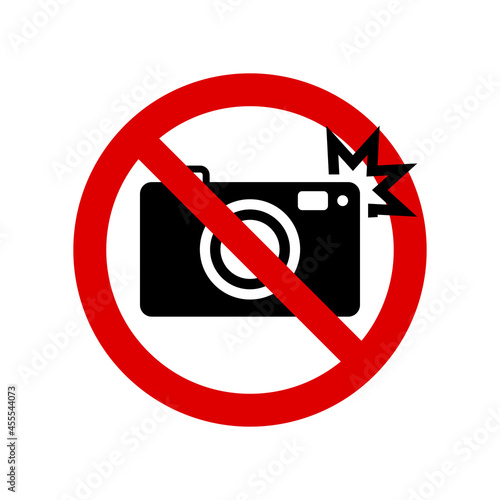 No flash prohibition sign. No symbol isolated on white. Vector illustration