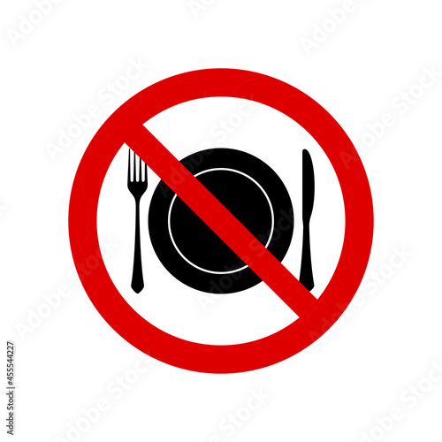 No food allowed prohibition sign. No symbol isolated on white. Vector illustration