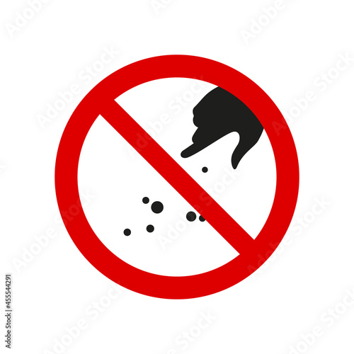 Hand silhouette feeding ban prohibition sign. Do not feed the animals symbol isolated on white. Vector illustration