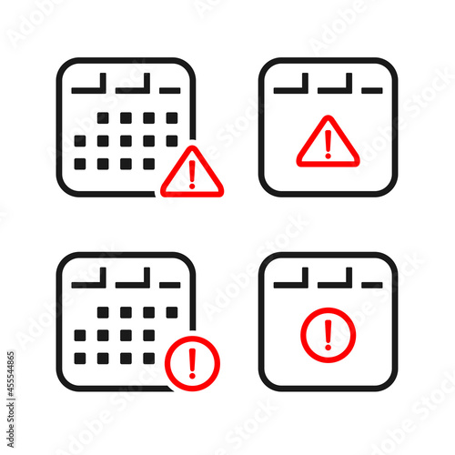 Calendar exclamation mark icon. Reminder deadline design concept. Illustration vector