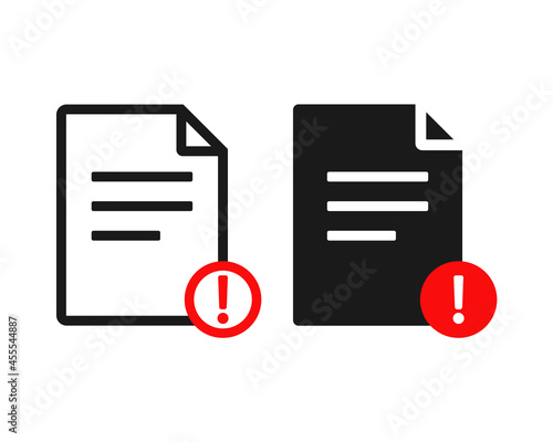 File document with exclamation mark. Illustration vector