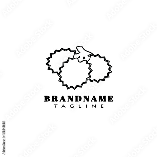 durian fruit logo cartoon icon design template black isolated illustration