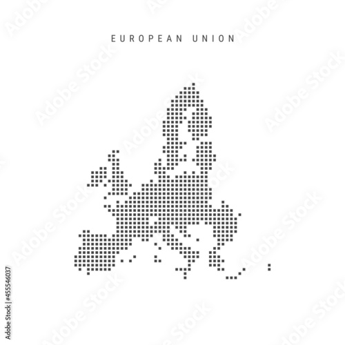 Square dots pattern map of European Union. Dotted pixel map. Vector illustration
