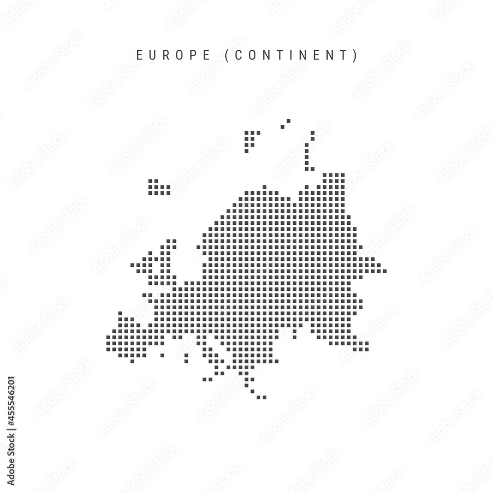 Square dots pattern map of Europe. Dotted pixel map. Vector illustration