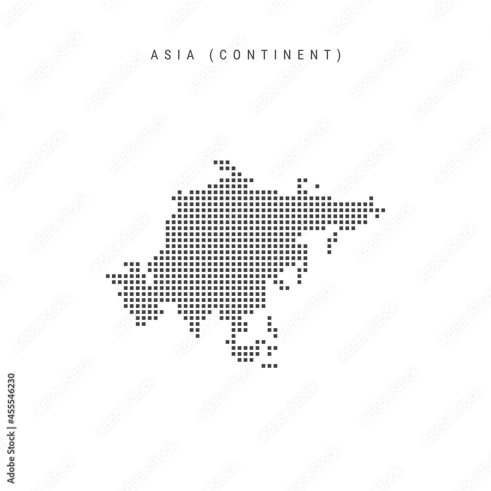 Square dots pattern map of Asia. Dotted pixel map. Vector illustration