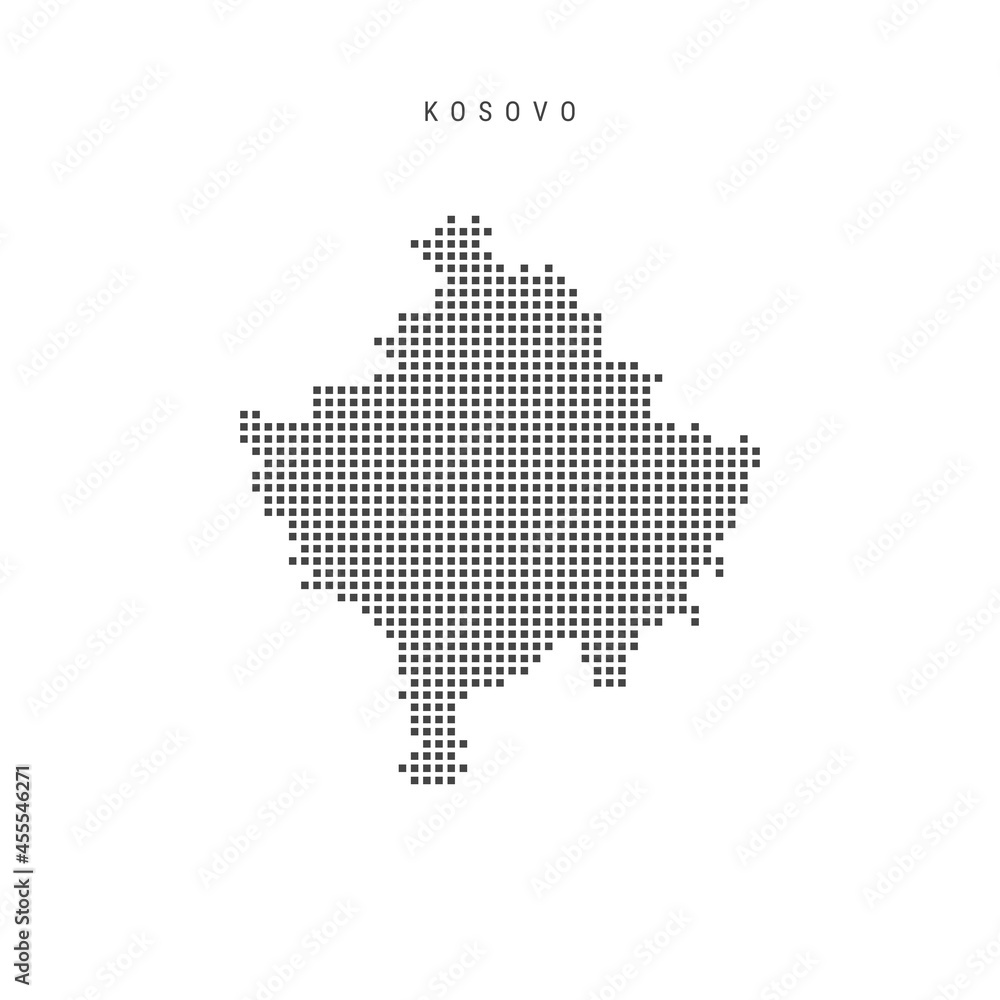 Square dots pattern map of Kosovo. Dotted pixel map. Vector illustration