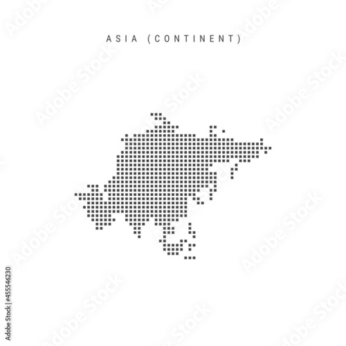Square dots pattern map of Asia. Dotted pixel map. Vector illustration