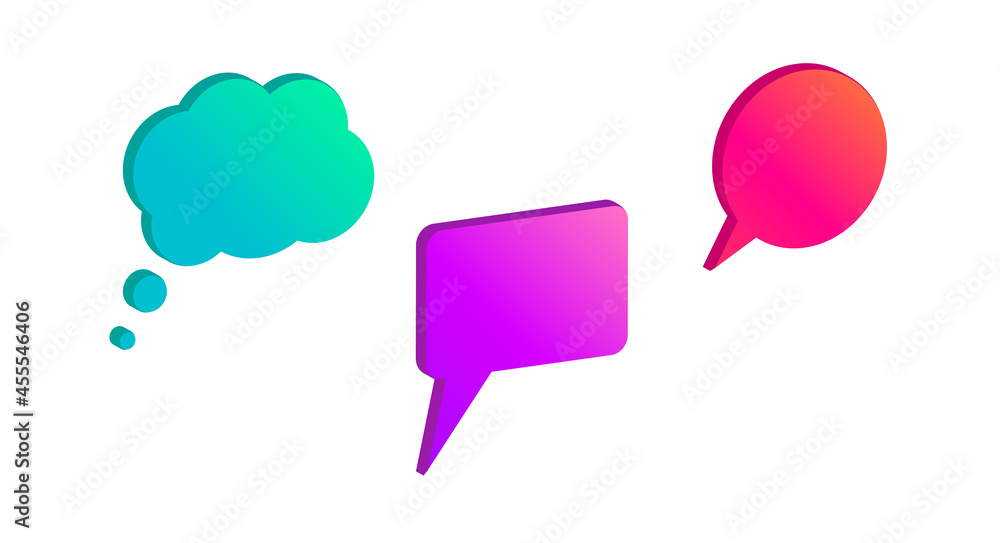 Dialogue speech bubles with modern gradient, 3D vector illustration Dialogue speech bubles with modern gradient, 3D vector illustration