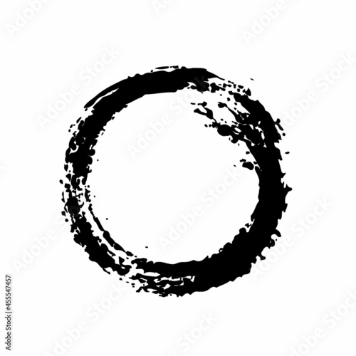 Circle Vector Abstract Round Grunge Brush Hand Drawn Texture in Black Color Sketch Simple Pattern isolated on White Background Grange Doodle Shape photo