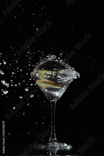 martini glass with lemon