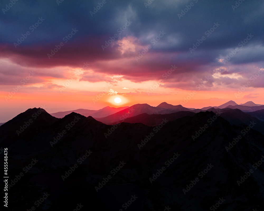 sunset over the mountains