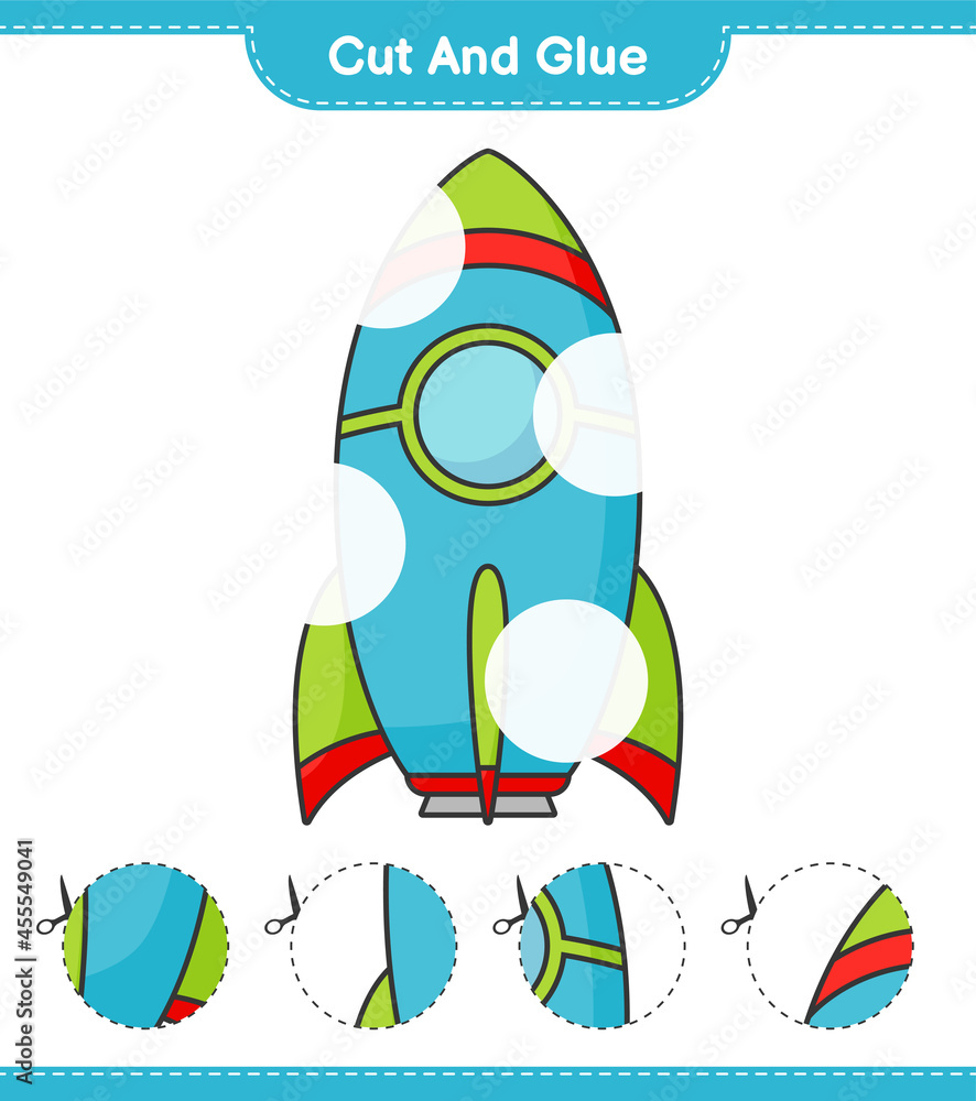 Cut and glue, cut parts of Rocket and glue them. Educational children ...