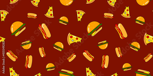 Hamburger seamless pattern. Vector burger background for design. Food concept.