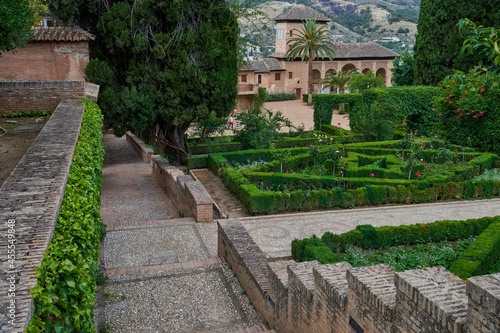 Gardens in the Alhambra in Granada in Spain 