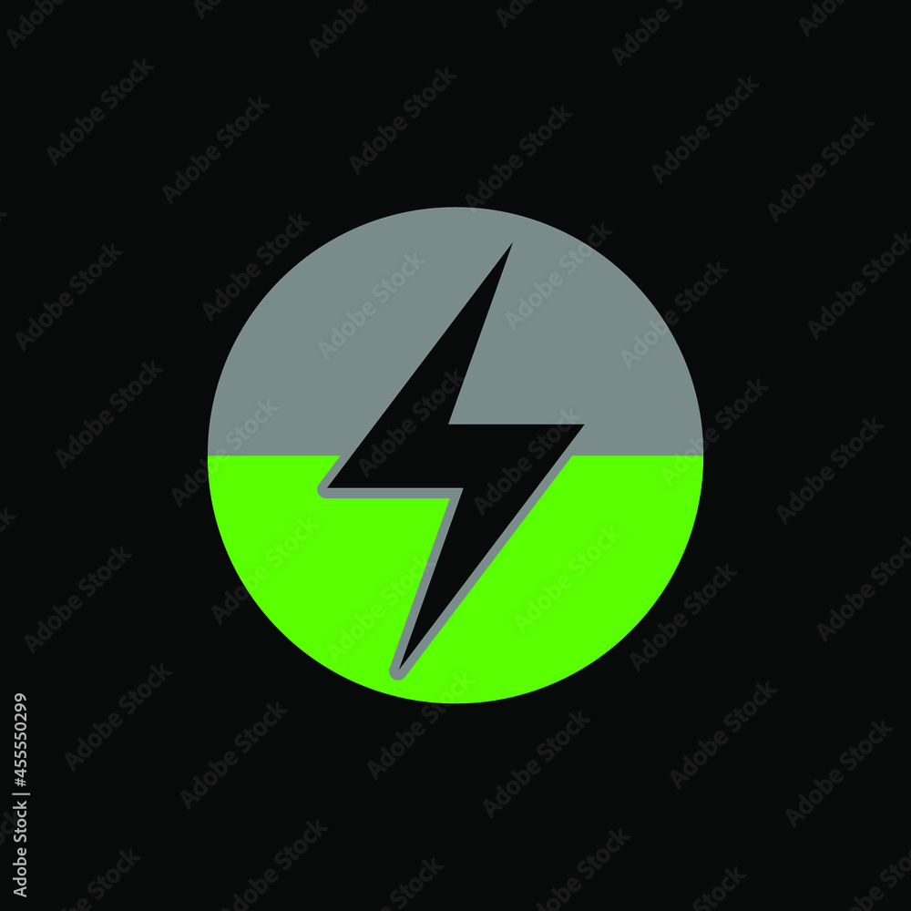 Round green battery icon of charging. Round green battery icon of charging.