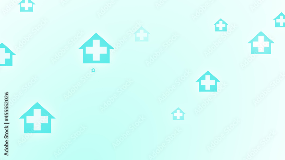Medical health blue green cross on home pattern background. Abstract banners with prevent virus infection and healthcare stay home concept. Medical health blue green cross on home pattern background. Abstract banners with prevent virus infection and healthcare stay home concept.