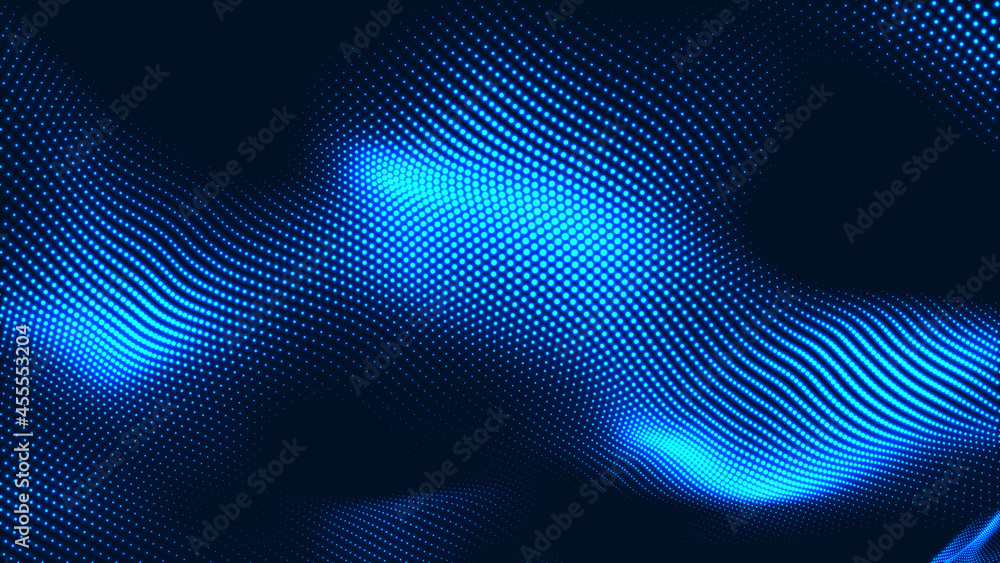 Abstract dot white blue wave gradient texture technology background.