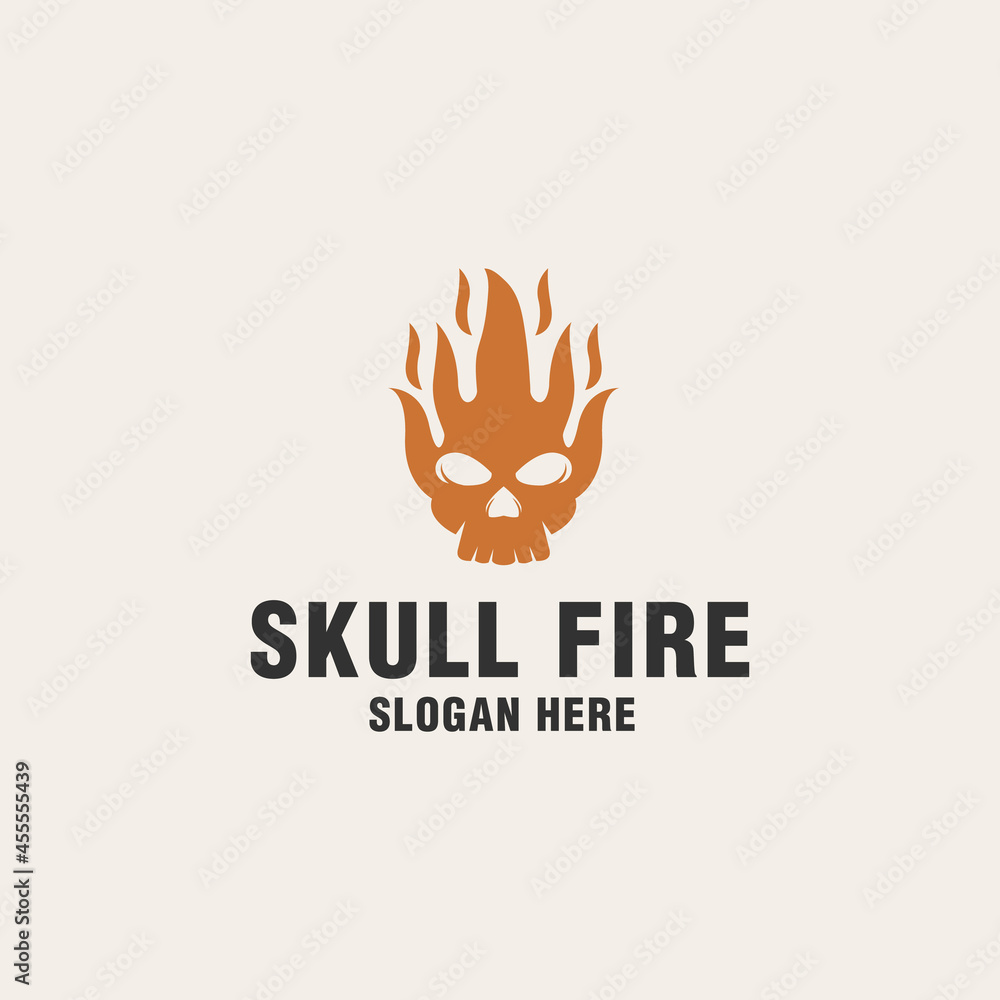 Skull fire logo template on monogram style Skull fire logo template on monogram style