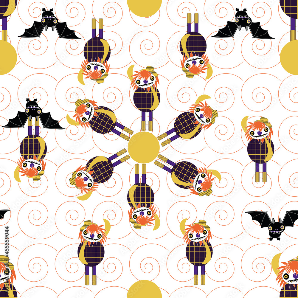 Halloween creepy cute clown seamless pattern vector 