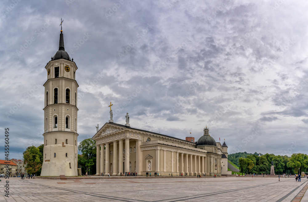 view of the Vilnius Cathedral and Cathedral Square in Vilnius Old Town