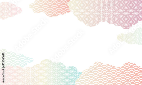 夏・和・和柄・雲・背景・麻の葉・お中元・伝統・模様・Japanese style
