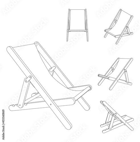 Vector beach lounge chaise chair