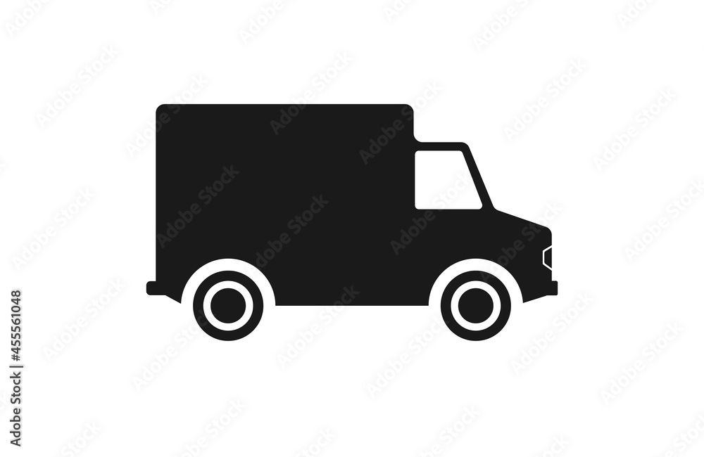 Simple truck with body flat icon