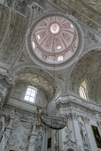 interior view of the Church of Saint Peter and Saint Paul in Vilnius with the ornate ceiling photo