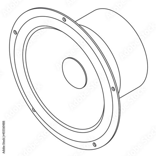 Vector isometic car speaker line art