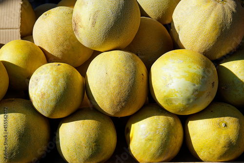 Fototapeta Naklejka Na Ścianę i Meble -  tasty ripe melons on a market in rhodes