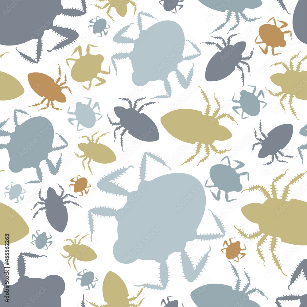 Abstract seamless vector black and white lined pattern of illustrations design of bugs Abstract seamless vector black and white lined pattern of illustrations design of bugs