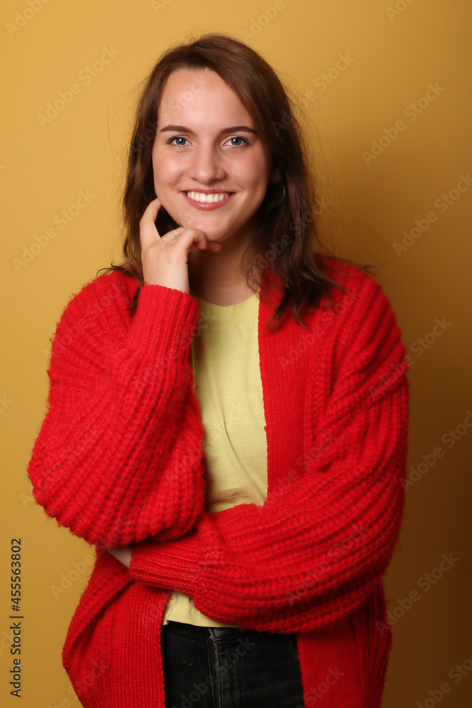 Beautiful woman in front of a background Beautiful woman in front of a background