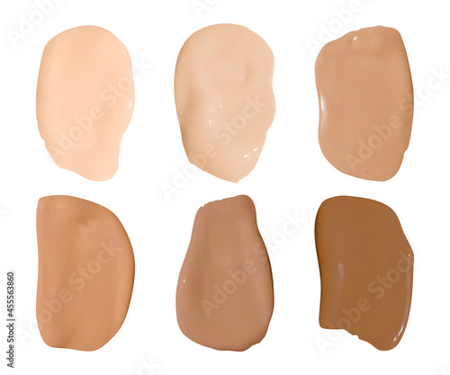 Beige Foundation Smudges. Makeup Concealer Smears. Vector Fashion Cream. Face Care Product. Paint Liquid Foundation