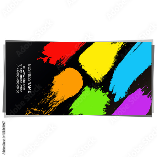 Business card for painter with tool and blots of paint