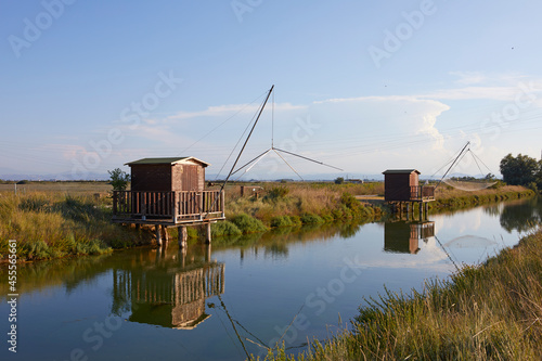Wooden fishing hous along the Canal in Cervia, Ravenna province. italy photo