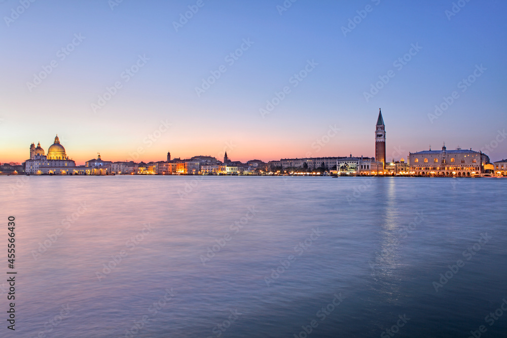 Panoramic view of Venice with Doge's Palace and St. Mark's campanile, Venice, Italy