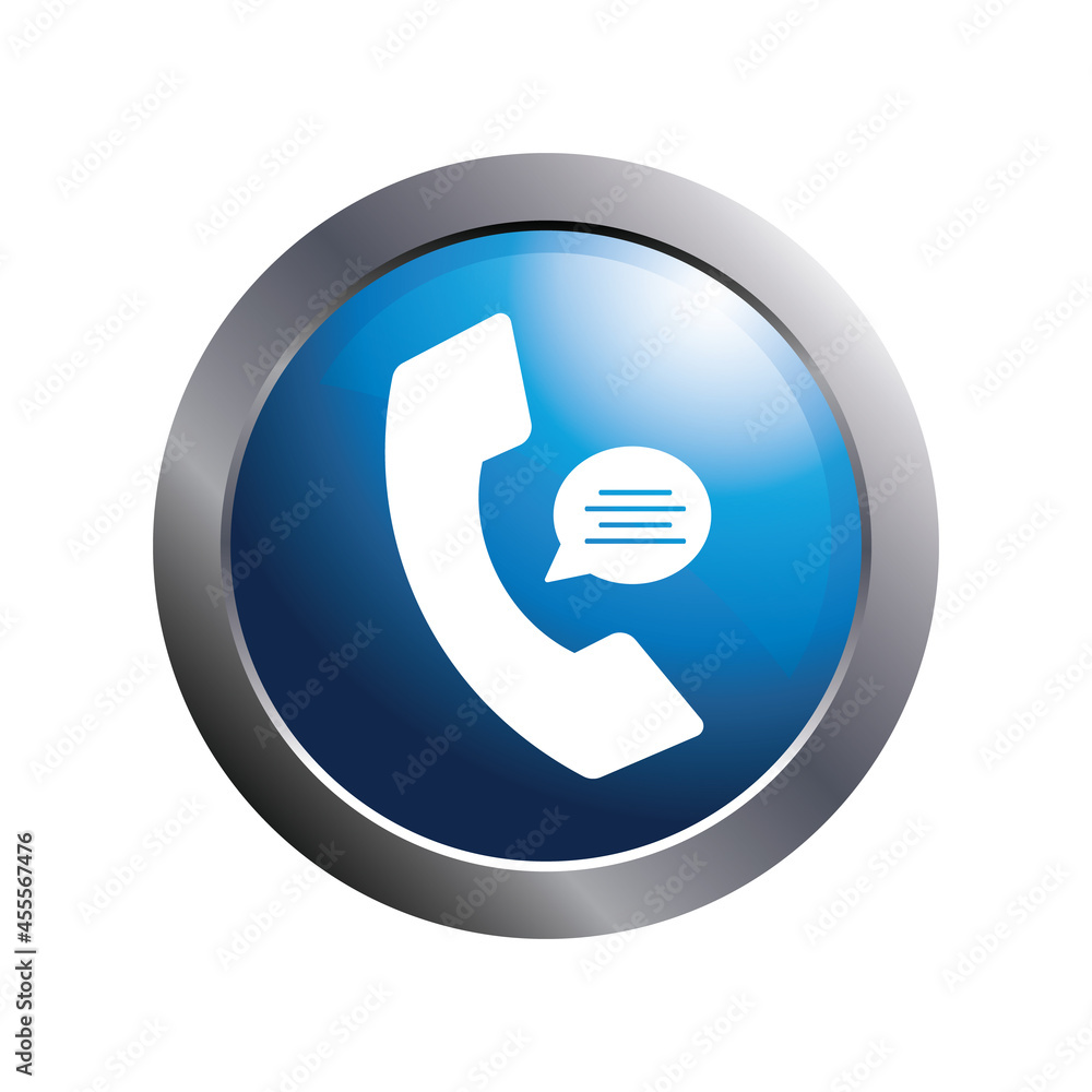 Contact phone icon on blue circle button for apps. Contact phone icon on blue circle button for apps.