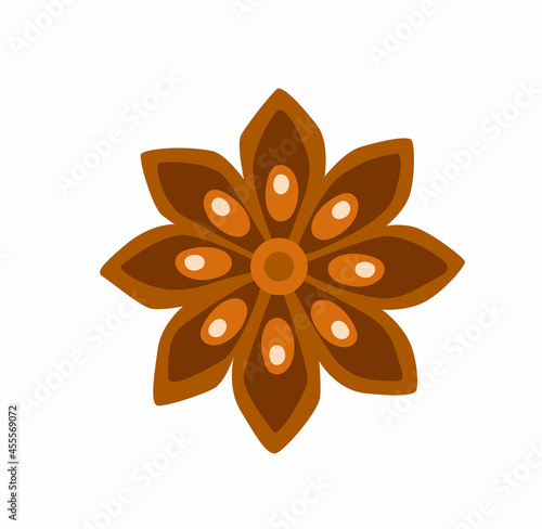 Anise star simple icon, spice symbol. Vector hand-drawn flat illustration isolated on white background.