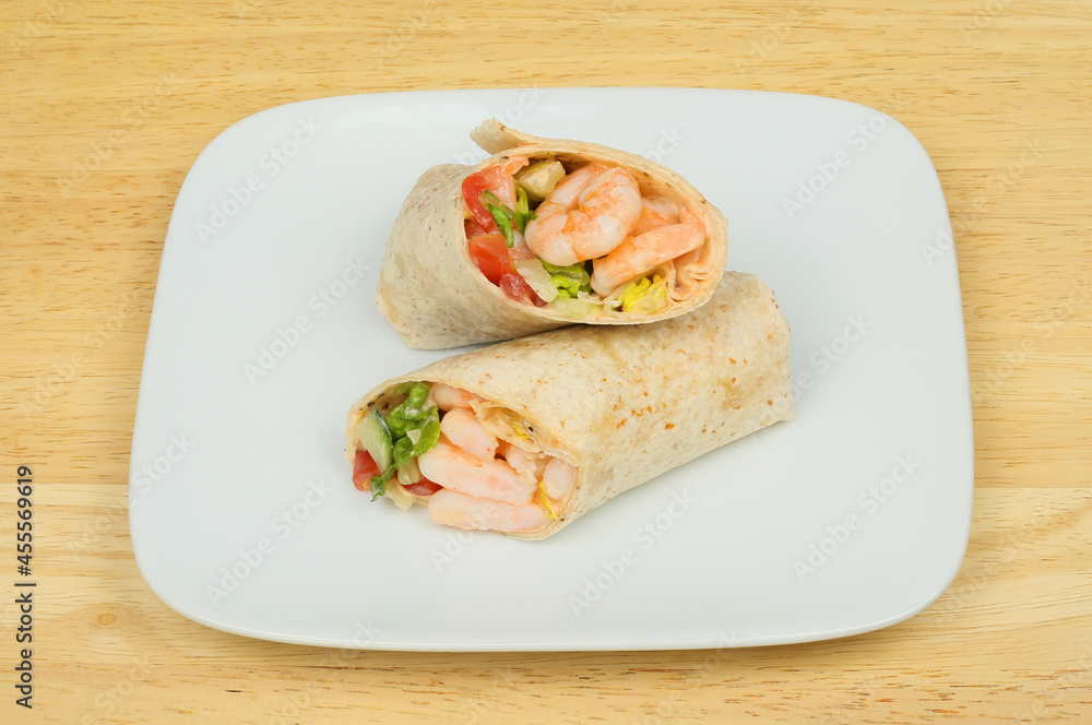 Prawn wraps on a table