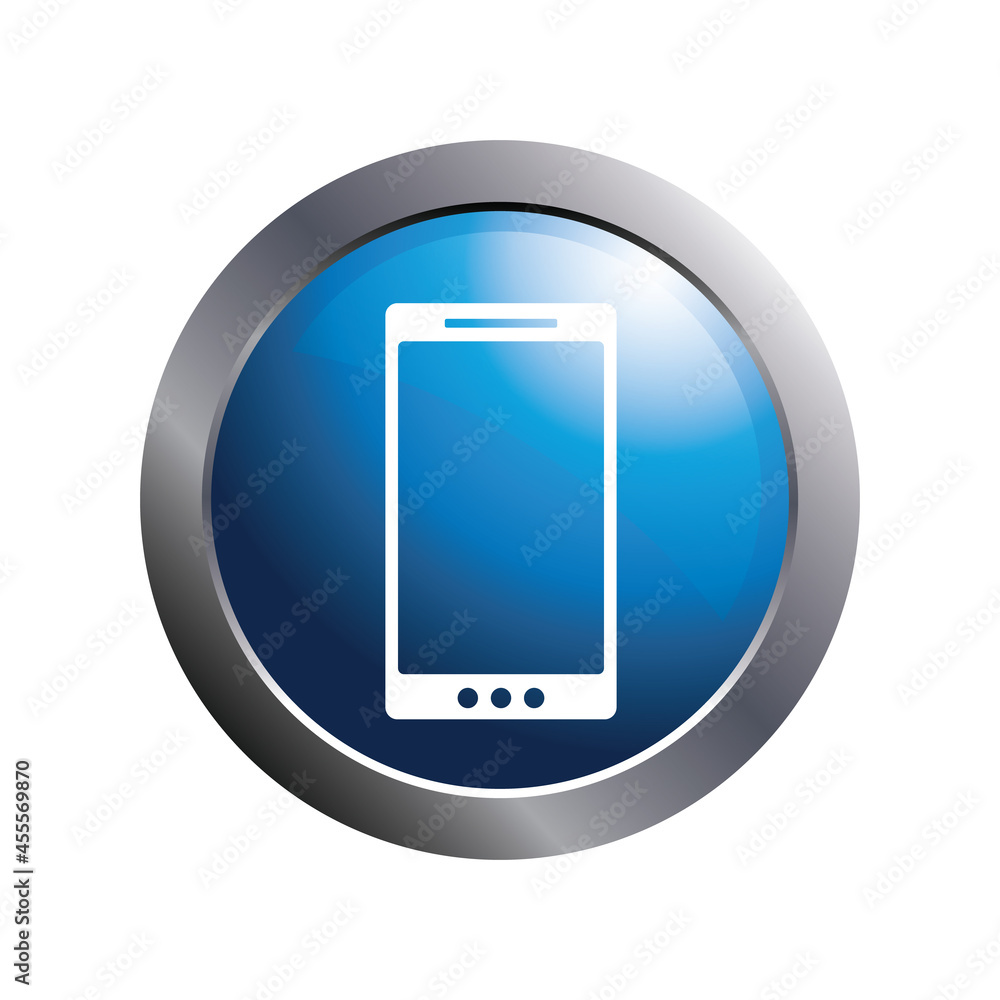 Simple mobile phone icon and blue glossy circle for web button. Simple mobile phone icon and blue glossy circle for web button.